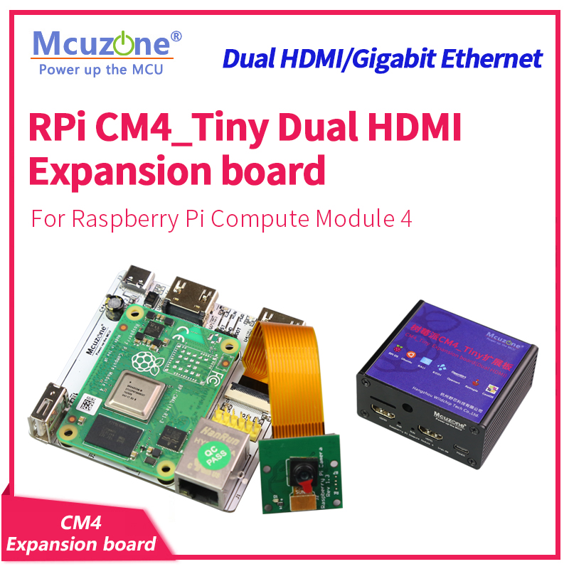 Raspberry Pi Compute Module 4 Dual Camera Board - Placa de expansão RPi CM4_Tiny, HDMI